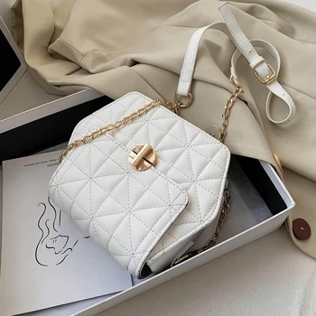 

Hexagon Small PU Leather Crossbody Bags for Women 2020 Shoulder Handbags Female Travel Totes Lady Fashion Cross Body Bag