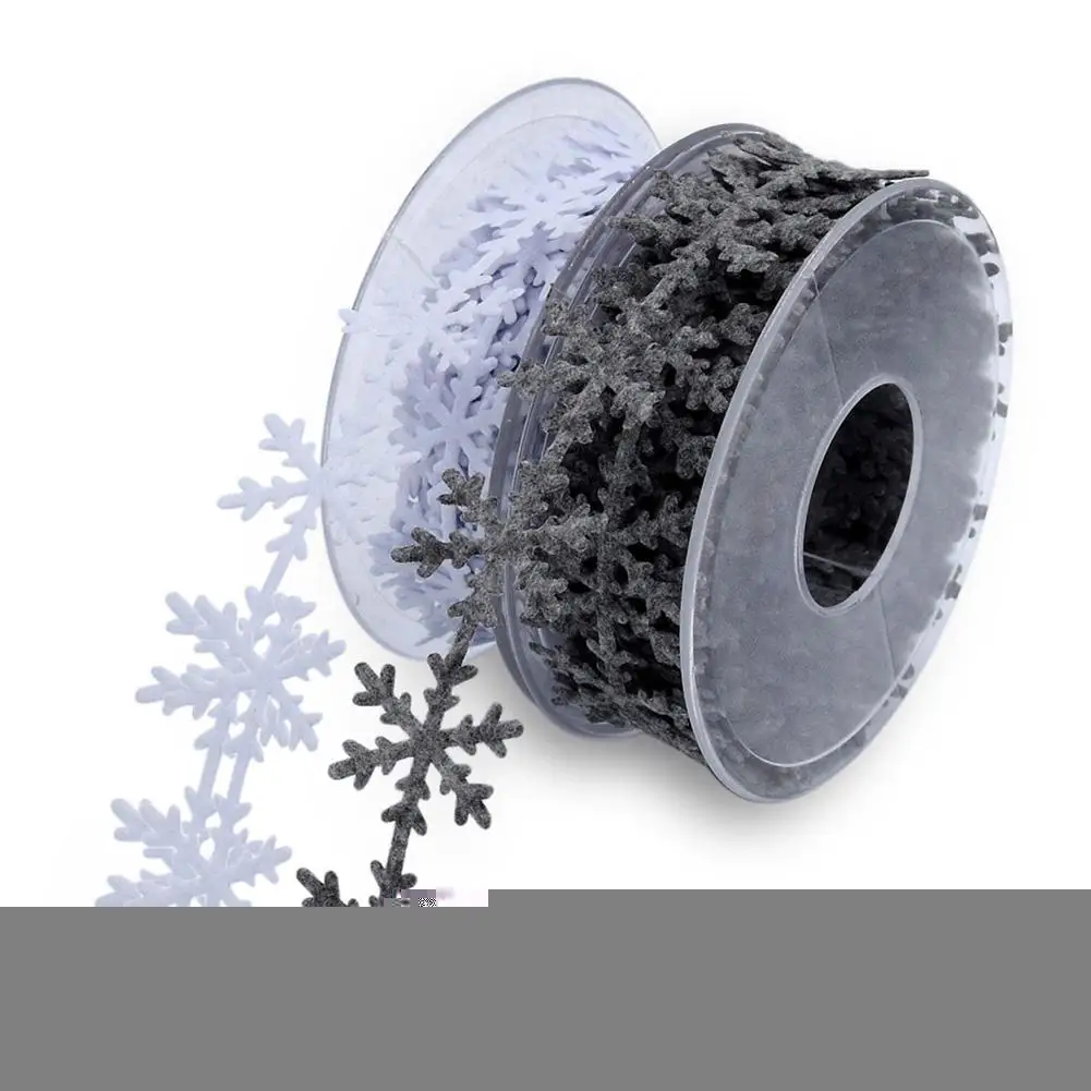 

5M/lot 25mm Christmas Snowflake Non-woven Snowflake Decorative Band Ultrasonic Embossed Christmas Decorative Ribbon White Gray #