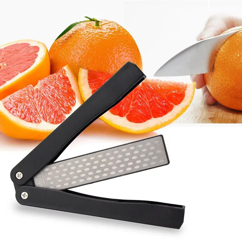 Точилка для карманного ножа, 400/600 зернистость двухсторонняя Складная точилка для ножей камень для кухни, сада, наружных инструментов(черный