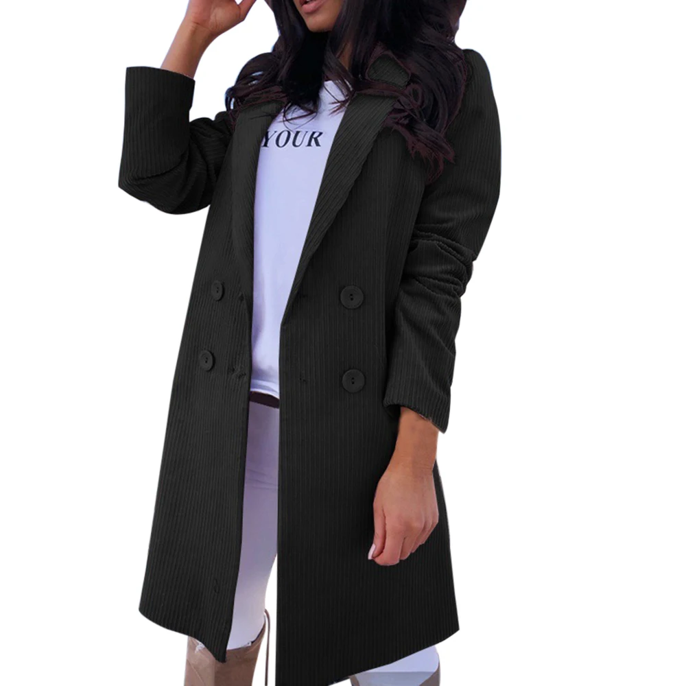 Новинка, женское длинное шерстяное пальто, Осень-зима, приталенная куртка, женская мода, отложной воротник, одноцветная, Casaco Feminino - Цвет: B black