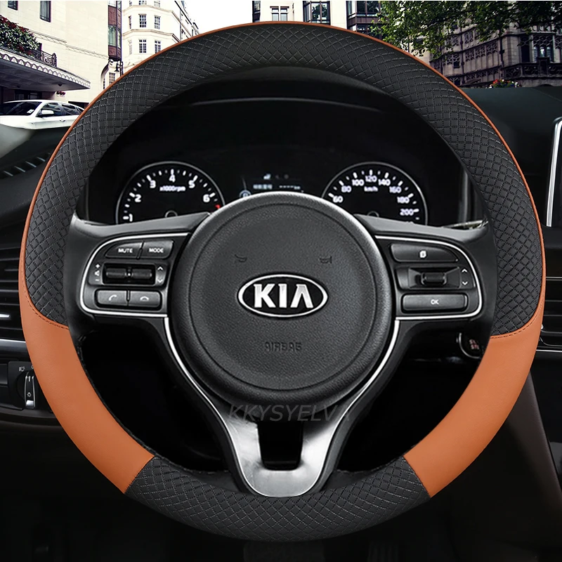 마이크로 화이버 가죽 자동차 핸들 커버 38cm 15 Kia NIRO NIRO EV SUV 2016 2017 2018 2019 2020 2021 자동차 액세서리