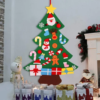 

3D Felt Christmas Tree Wall Hanging 3Ft Christmas Tree Set with Ornaments for Kids Xmas DIY Decorations