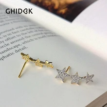 GHIDBK ручной работы 925 стерлингового серебра звезды CZ серьги-гвоздики кубического циркония серьги трендовые крошечные небесные серьги