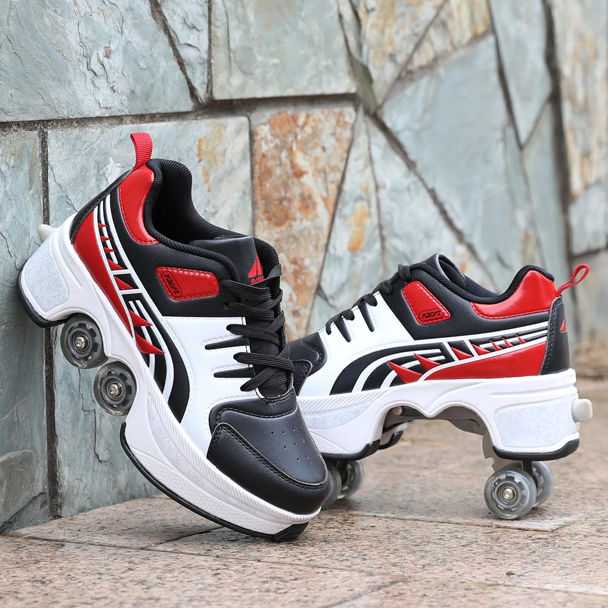 Hot Shoes Casual Sneakers Walk+Skates Deform Wheel Skates for Adult Men Women Unisex Couple Childred Runaway Skates Four-wheeled - Цвет: NEW-1