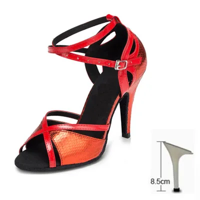 Red heel 8.5cm Модная женская обувь для латинских танцев; Обувь для бальных танцев; женская обувь для танцев на каблуках; цвет красный, желтый, синий; zapatos de mujer - Цвет: Red heel 8.5cm