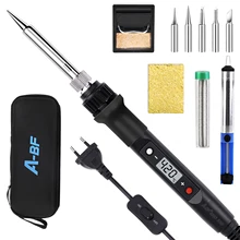 Kit de ferro de solda conjunto 60w digital lcd interruptor A-BF 836d temperatura ajustável ferramentas elétricas pontas solda