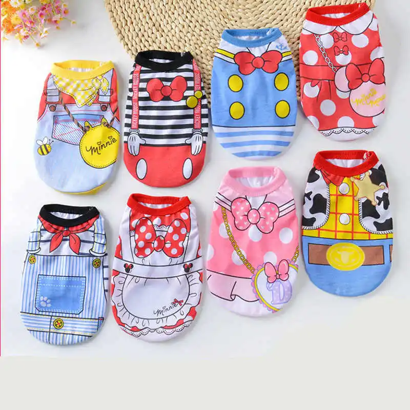 

8 Colors Stripe Cowboy Pet Dog Vest Colthes Cat Costume Summer Puppy T shirt For Small Dogs Cats Kitten Dots Apparel