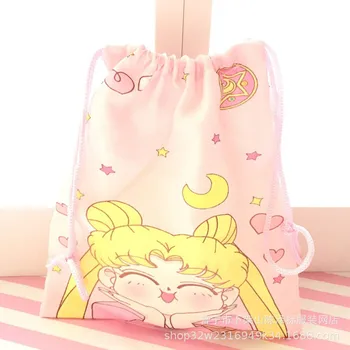 

Anime Sailor Moon sakura Cute Cartoon Travel Storage Drawstring Bag Girls Coin Key Phone bag Bunch Pocket for Kids Xmas Gift New