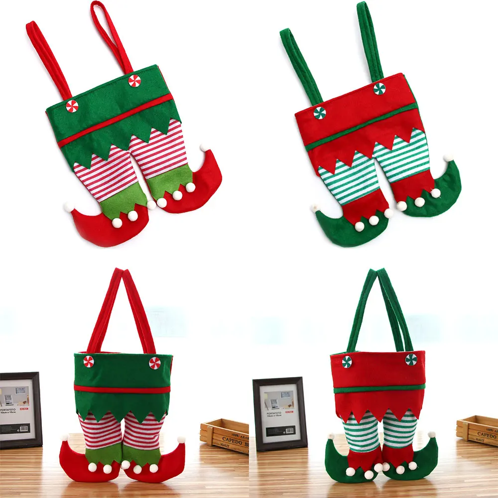 New Christmas Elf Candy Bags Santa Elf Spirit Pants Treat Pocket Decor Gift Candy Bottle Holiday Party Gifts Christmas Bags