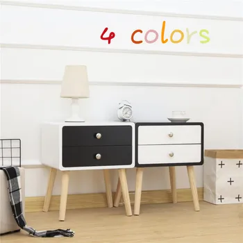 

4 Colors Nordic Minimalist Bedside Table With Two Drawer Mini Beauty Bedroom Furniture Saving Space Nightstands Bed Table HWC