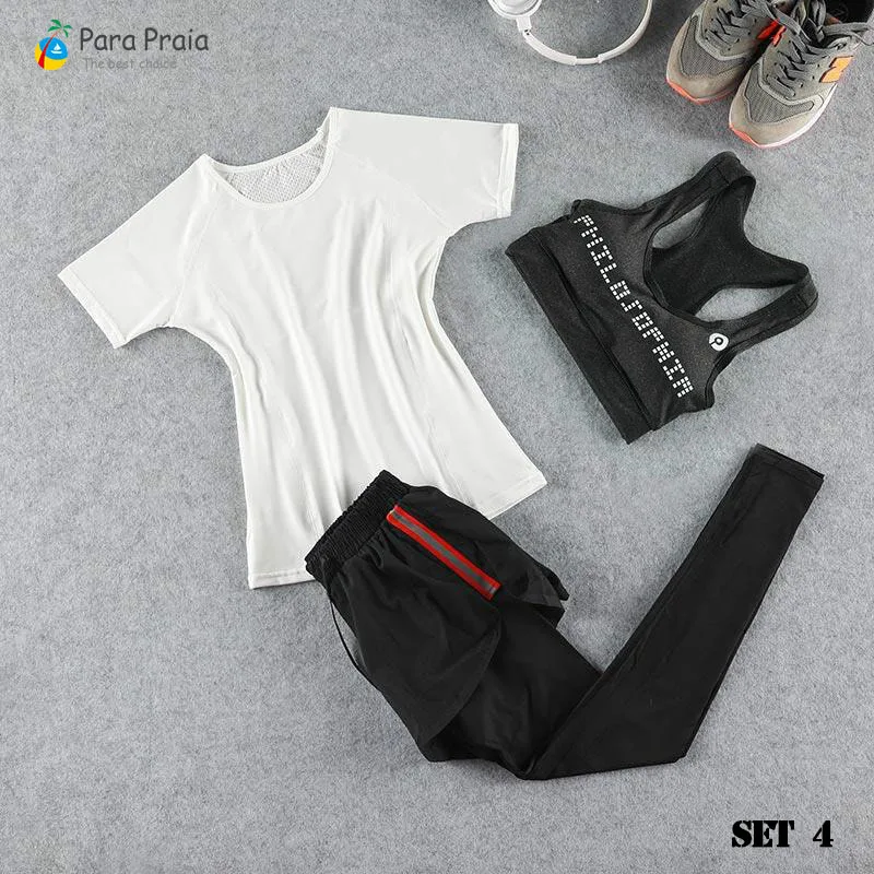 Комплект из трех предметов для йоги, спортивная одежда для женщин, спортивный бюстгальтер, костюм для бега, одежда для фитнеса, женские спортивные шорты, одежда для занятий спортом для спортивного зала - Цвет: Set 4