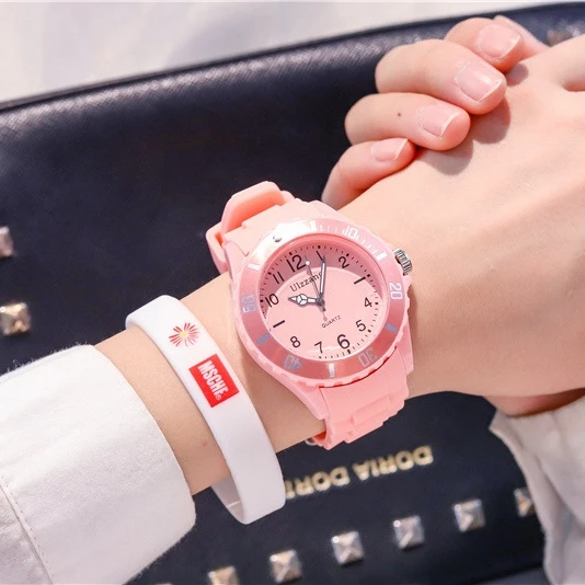 Fashion Silicone Women Watches Simple Sport Ladies Quartz Wristwatches Ulzzang Brand Fresh Children Clock Gifts Relogio Feminino Pink
