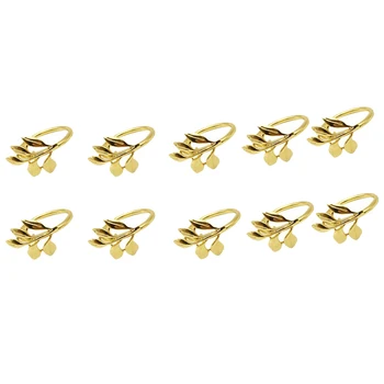 

10 Pcs Leaf Napkin Buckle Napkin Ring Napkin Ring, Used for Wedding, Festival, Banquet, Daily Party Decoration-Glod
