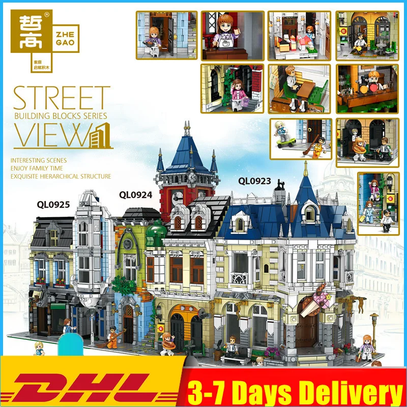 

IN Stock 2020 MOC Corner Mall Romantic Restaurant Old Pub European Mall Model Building Kits Blocks Bricks Kids Toys Gift