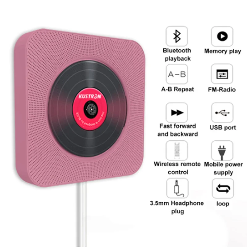 Lettore Cd Boombox Audio Domestico Portatile Bluetooth A Parete Con Telecomando Radio Fm Altoparlanti Hifi Integrati Usb Mp3