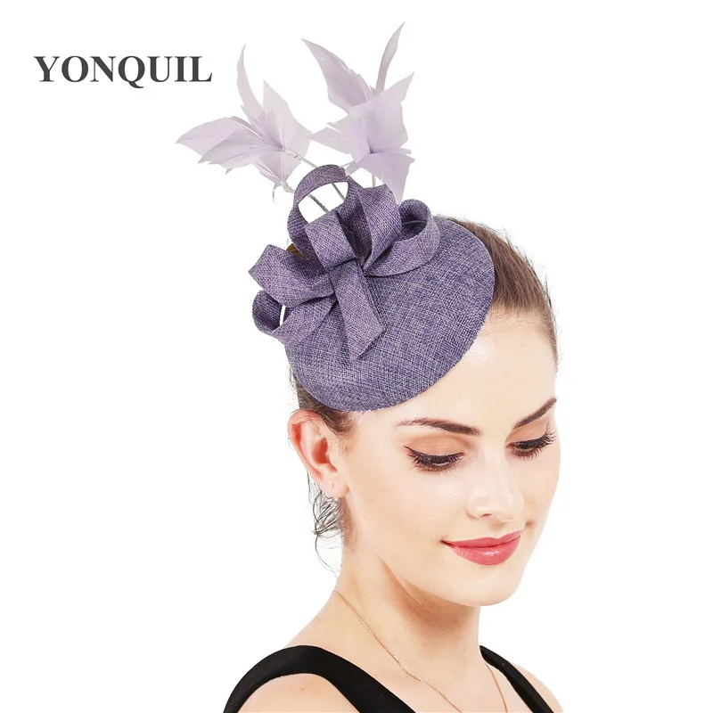 light purple Новые модные женские шляпы-вуалетки с Пенни и сеткой, женские шляпы с лентами для свадебной вечеринки, шляпы-федоры, удивительные аксессуары SYF570 - Цвет: light purple