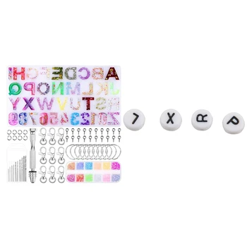 

1000 White Mixed Letter/ Alphabet Acrylic Beads 7mm(1/4 Inch) with Letter Silicone Resin Mold