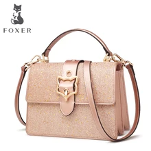 FOXER, женские кожаные сумки через плечо, Воловья кожа, женская сумка, модная, Blingbling, сумка-мессенджер, для девочек, новая мода, сумка на плечо