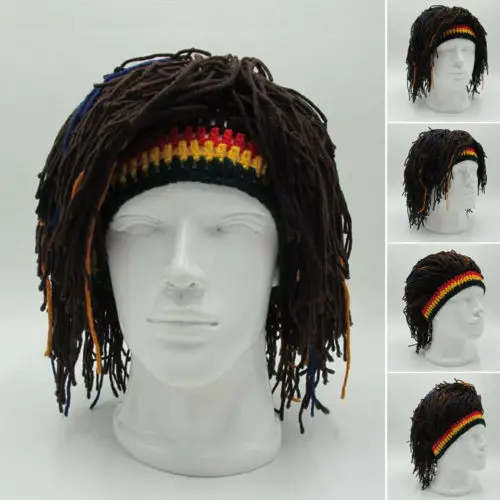 Горячая регги дреды Skullies унисекс ямайская вязаная шапка-парик коса шляпа раста