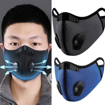 

Outdoor Cycling Mouth Mask With Respirator Unisex Adults Breathable Reusable Face Mask Blue Black Mouth Cover Masken Waschbar