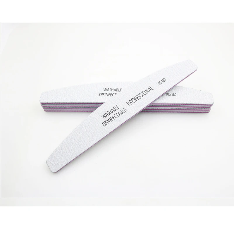 Пилочка для ногтей в форме полумесяца, 100/180 серый буферный блок, инструмент для полировки маникюра, подходит для ногтей, износостойкий дизайн, разумный