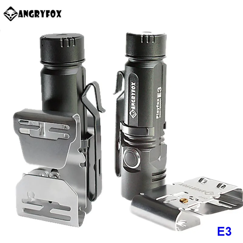 

Angryfox E3 E6 E11 Cree XML LED 16340 CR123 18650 14500 AA Waterproof EDC Flashlight with Bidirectional Clip Magnet Tail