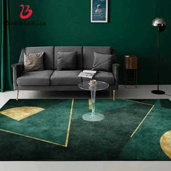 

Bubble Kiss Carpets For Living Room Dark Green Rug Gold Line Decor Bedroom Rug Home Abstract Non-Slip Area Rug Customize Carpet