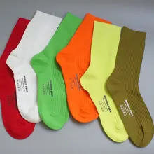 7 пар, базовые цвета, женские носки, хлопок, круглый носок, noen, желтый, оранжевый