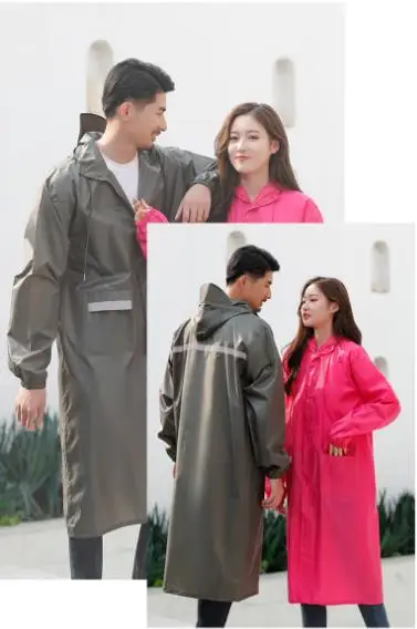 Men Women raincoat weatherproof Outdoor Hiking Riding Long Rain Coat Reflective Strips Hooded Rain Poncho