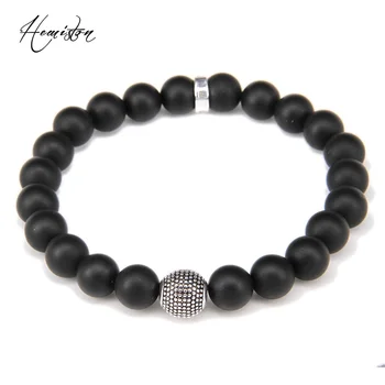 

Thomas Matted Obsidian & Kathmandu Beads Bracelet, Rebel Heart Style, TS-Bead Bracelet for Men TS B303