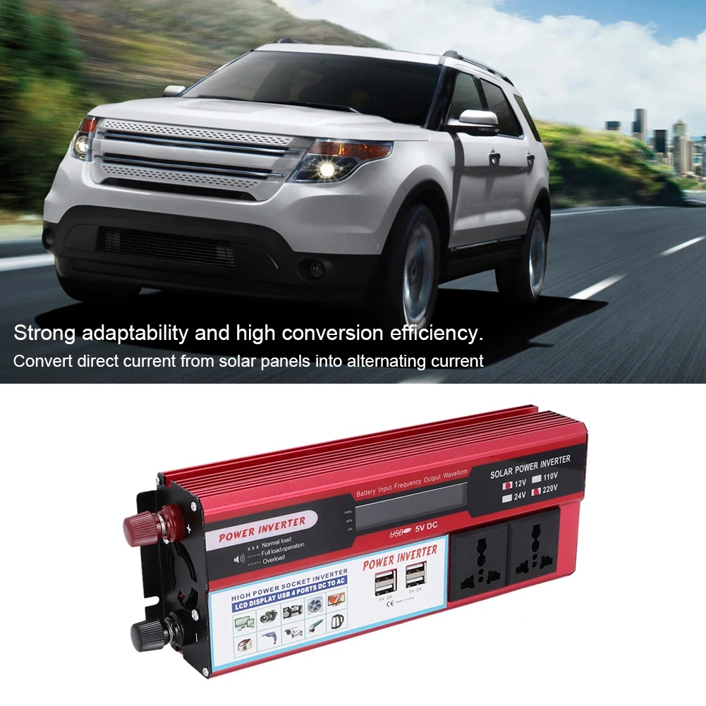US $53.32 6000w Solar Car Power Inverter Dc12v To Ac220v240v Sine Wave Converter Digital Display 4 Usb Interfaces