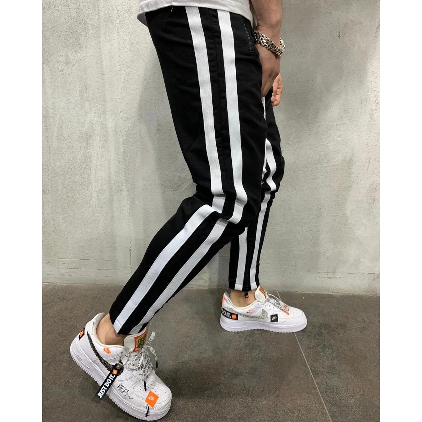 Moomphya Side Stripes Joggers Men Pants 