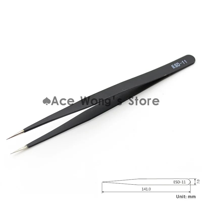 Anti-static ESD Stainless Steel Tweezers Maintenance Tools Industrial Precision Curved Straight Tweezers Repair Tools
