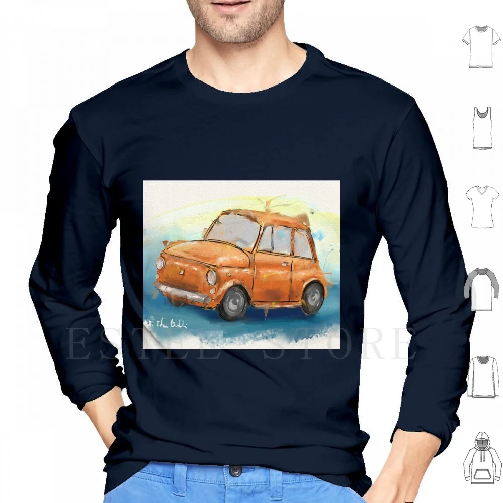 Fiat 500 Classic Iconico Arancione Fiat 500 Felpe Con Cappuccio Pittura Sciolta Manica Lunga Multipla Abarth 595 Fiat Talento Fiat