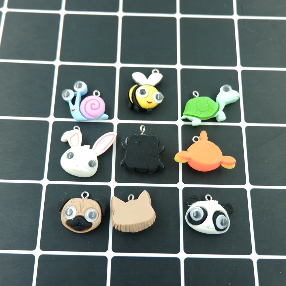 Kawaii шармы подвески в форме животных для браслетов ожерелье серьги брелок для ключей, самостоятельное творчество бижутерия для декорирования изготовления плоская спина, кабошон