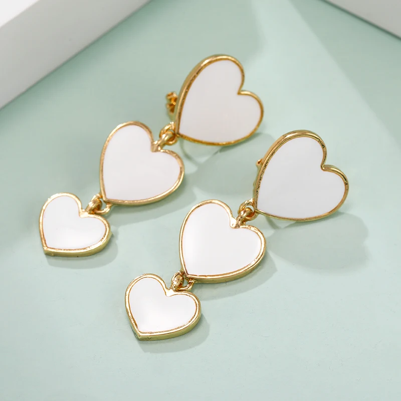 Enamel Long Heart Clip on Earrings Non Pierced for Women Six Color Metal Gold Ear Clips New Fashion ear clip earrings,clip earrings,ear clip