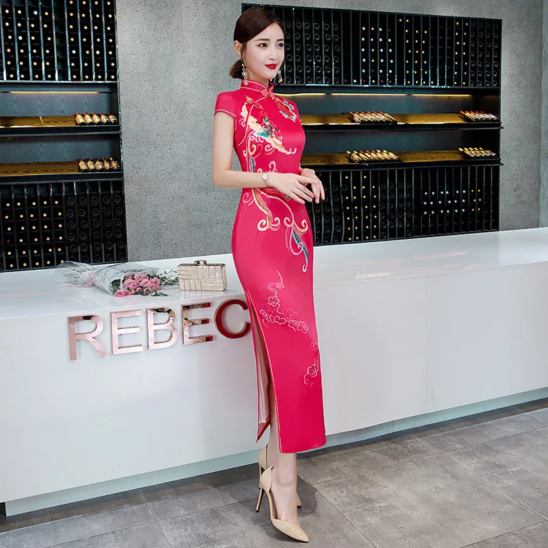 New Elegant Retro Dressing Gown Women Chinese Tradition Dress Qipao Printing Cheongsam Plus Size S-4XL
