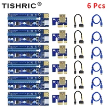 TISHRIC 6Pcs VER009S Riser Card USB3.0 PCI Express 1X a 16X Extender SATA a 6 Pin cavo di alimentazione PCI-E Riser per GPU Miner Mining