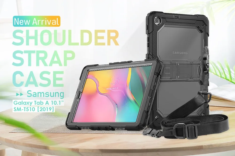 Тонкий силиконовый ударопрочный чехол для Samsung Galaxy Tab A 10,1 SM-T510 SM-T515 T510 T515 чехол для планшета в виде ракушки+ Защитная пленка на экран+ подставка для ручек