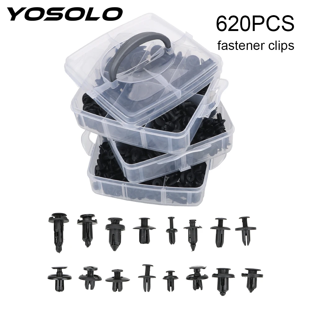 YOSOLO 620 шт./компл. обивки двери Панель интерьерные аксессуары заклепка на автомобильный бампер 16 видов крепежные скобы смешанные Автомобильный крепеж