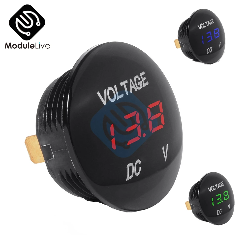 

DC 5V-48V 12V 24V 36V Car Motorcycle DC5V-48V Digital LED Panel Volt Voltage Meter Tester Display Voltmeter Waterproof Tools