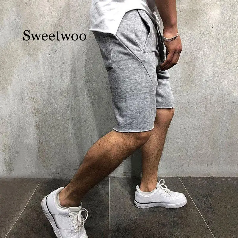2020 New Style Fashion Hot Men's Casual Short Solid Cotton Fitness String With Pocket Loose Wear Shorts