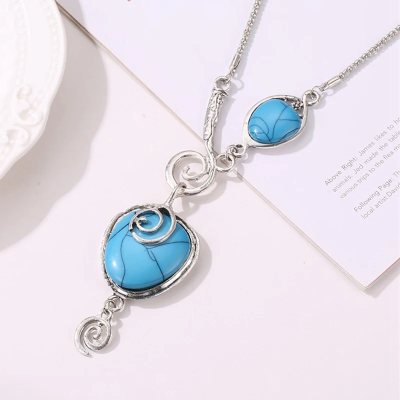 Необычный Медальон натуральный камень necklace ISES ожерелье для женщин винтажный античный уникальный с серебряным покрытием дизайн модные ювелирные изделия