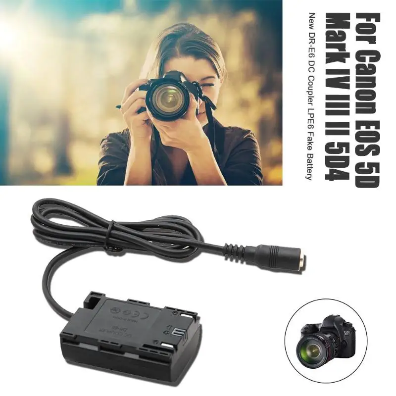LPE6 LP-E6 манекен батарея полный декодированный DC муфта адаптер питания для Canon EOS 5D Mark II III IV 5DS 5DSR 6D 7D 60D 70D 80D