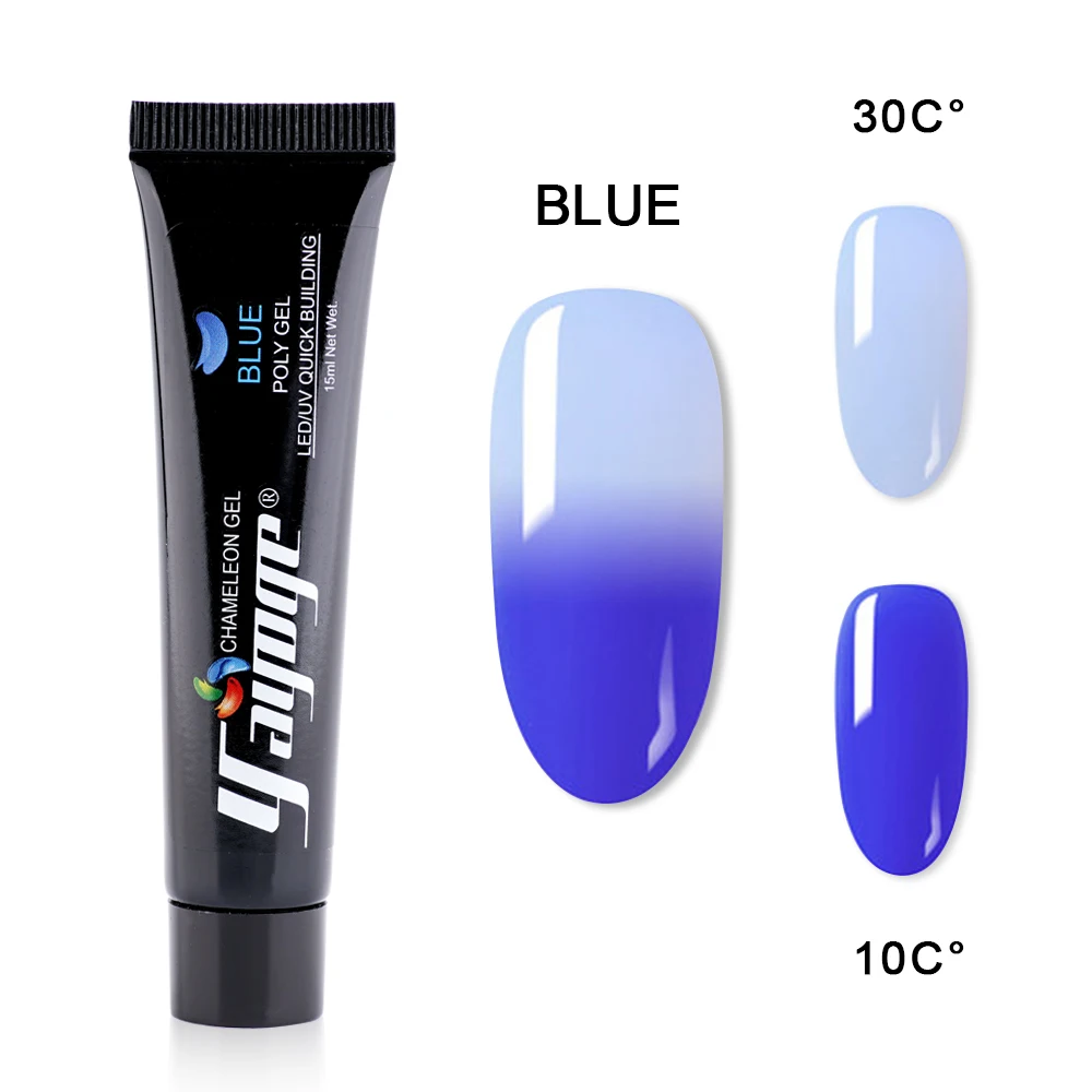 P14-BLUE yayoge poly gel builder Gel UV Gel Varnish Nail Polish Art Quick Building For Nails Extension Hard Gel Polygel Manicure Nail Art - Цвет: P14-BLUE