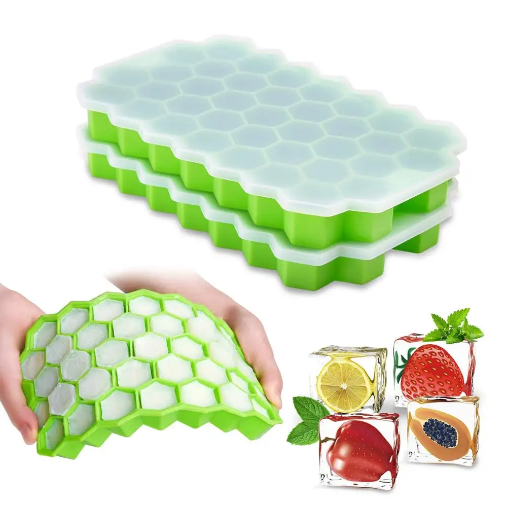 

2-Pack 74 Ice Cube Trays Summer Honeycomb Shape Ice Cube Ice Cube Mold Storage Containers Drinks Molds for Chilled Drinks,