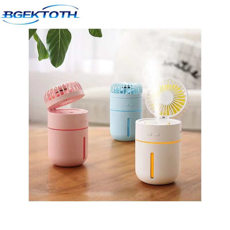 BGEKTOTH 2000mAh Battery Fan with Air Humidifier 400ML USB Aroma Essential Oil Diffuser Night Light Portable Table Fans