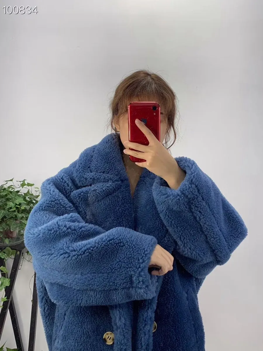 Женские зимние пальто из настоящей овчины, меховая женская куртка свободного кроя большого размера плюс, теплые толстые пальто из натурального меха ягненка, роскошный бренд