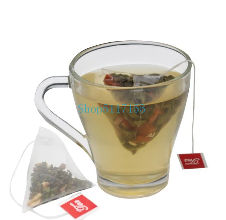 3000pcs/lot Pyramid Tea Bag Filters Nylon TeaBag Single String With