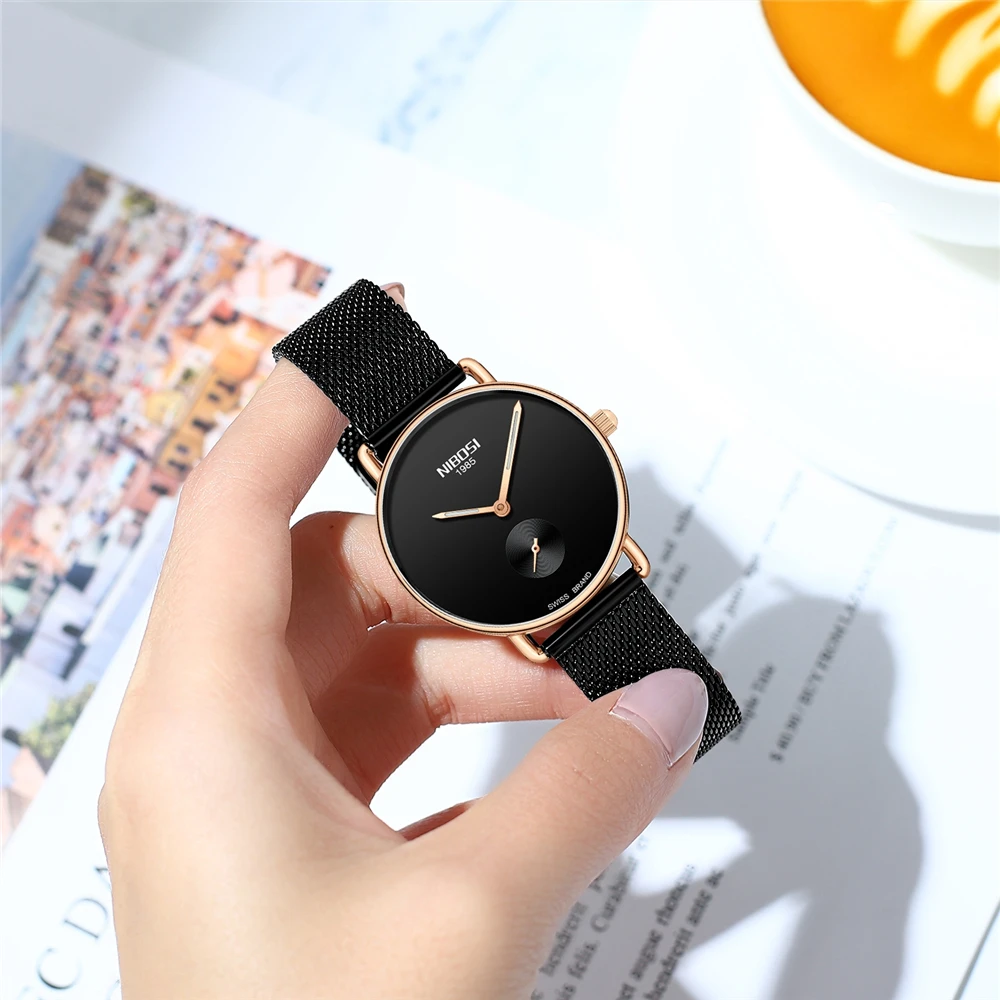 Часы наручные NIBOSI женские кварцевые роскошные брендовые простые элегантные